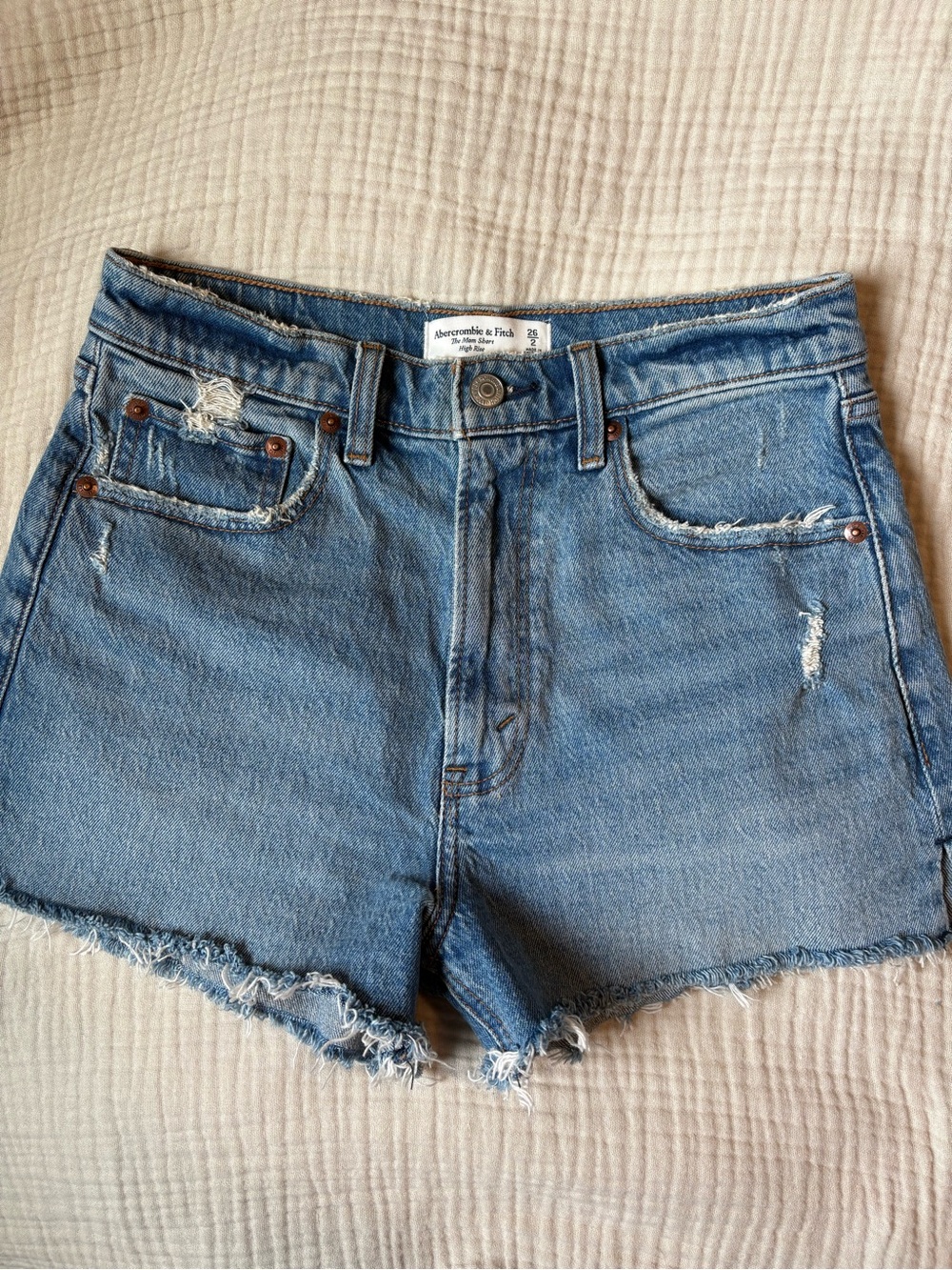 Abercrombie & Fitch Light Blue Distressed Denim Cutoff Shorts